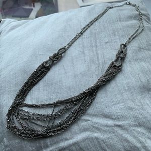 Statement silver layered necklace